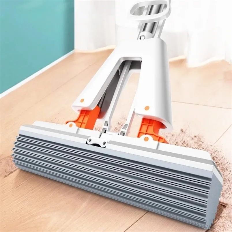 Mops Collodion Mop Foldable Water Free Hand Washing Squeeze Cotton Head Replace Home Tiles Wood Household Cleaning Wringer Mopping 220927
