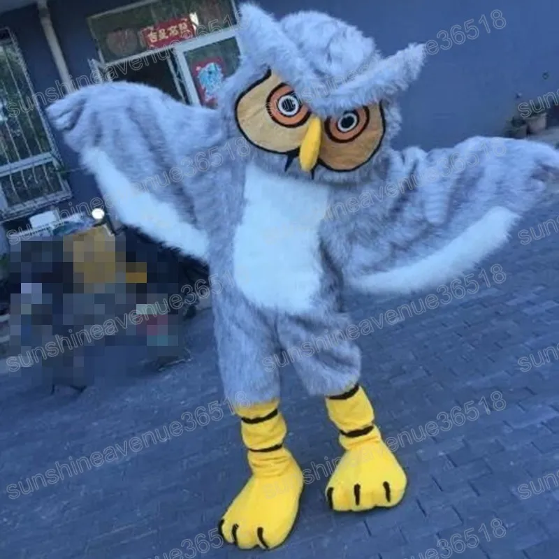 Halloween Gray Owl Mascot Costume Animal Theme Character Carnival Adult Size Fursuit Jul F￶delsedagsfestkl￤nning