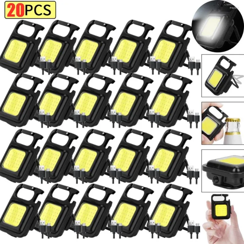 Linternas Antorchas Mini Caja LED 4 Modos Pequeño Bolsillo Usb Camping Flash Luz Trabajo Llavero Portátil Para Exteriores