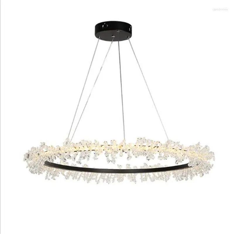 Pendant Lamps Modern Luxurious Crystal Beads Ring Led Chandeliers For Foyer Dining Room Bedroom Hall Suspension Lamp 40-90cm 2336