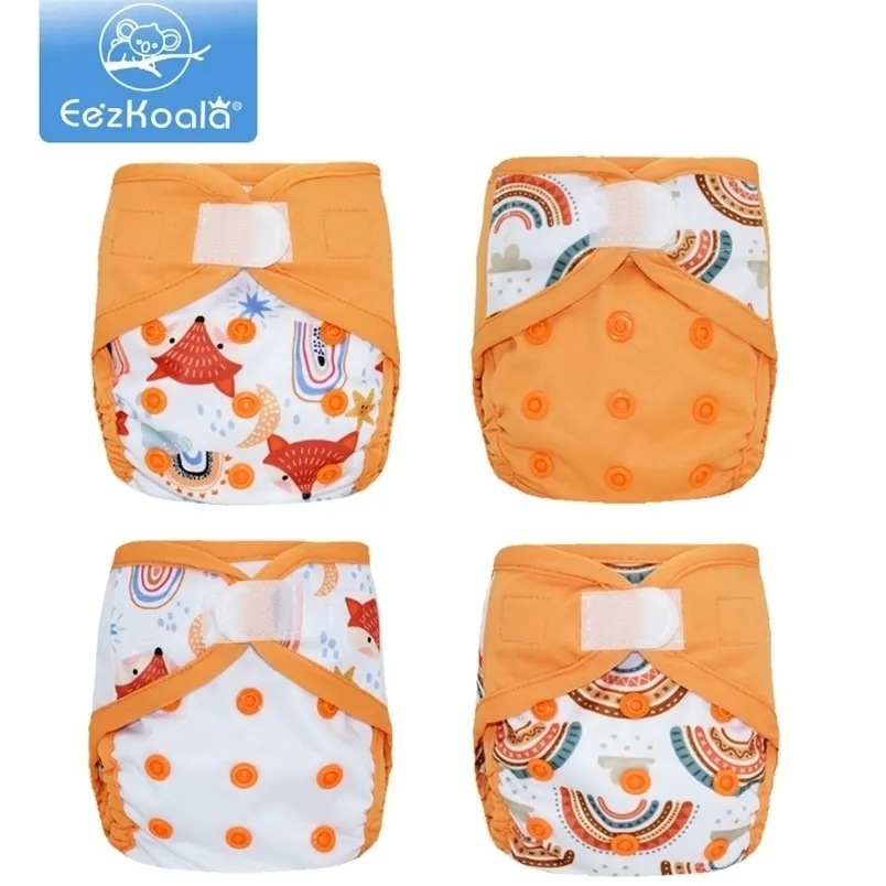 천 기저귀 eezkoala 4pcs/lot 친환경 친환경 기저귀 덮개 베이비 방수제 생태 기저귀 재사용 세척 가능한 조정 가능한 220927