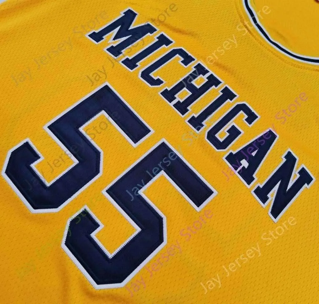 2020 New NCAA Michigan Wolverines Jerseys 55 Eli Brooks College Basketball Jersey Yellow Size Youth Adult