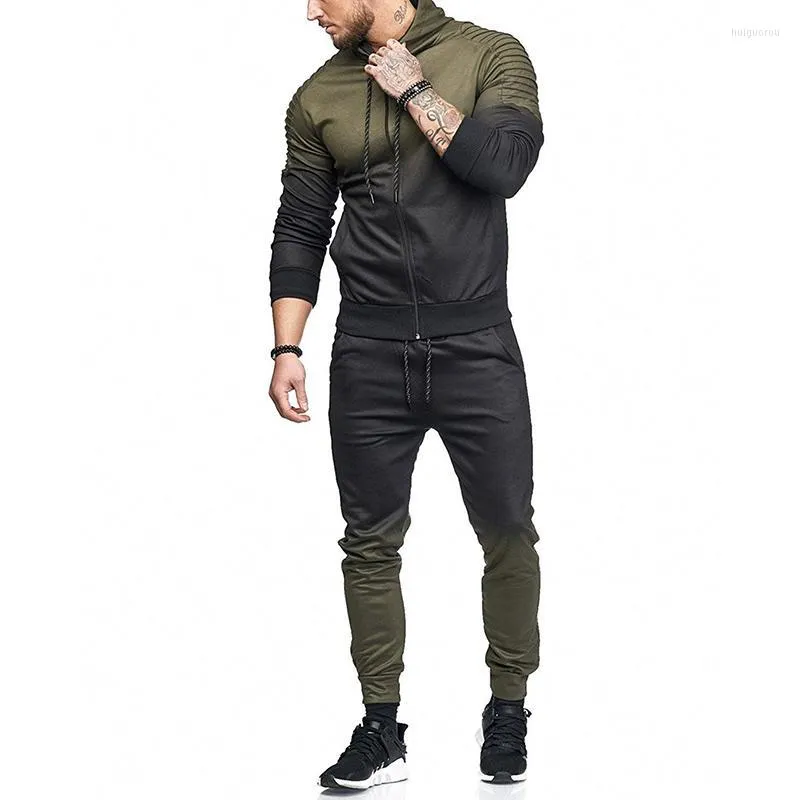 Męskie dresy męskie Zogaa 2022 Casual Men Tracksuit moda 3D nadruk plisowane bluzy z kapturem 2 sztuki