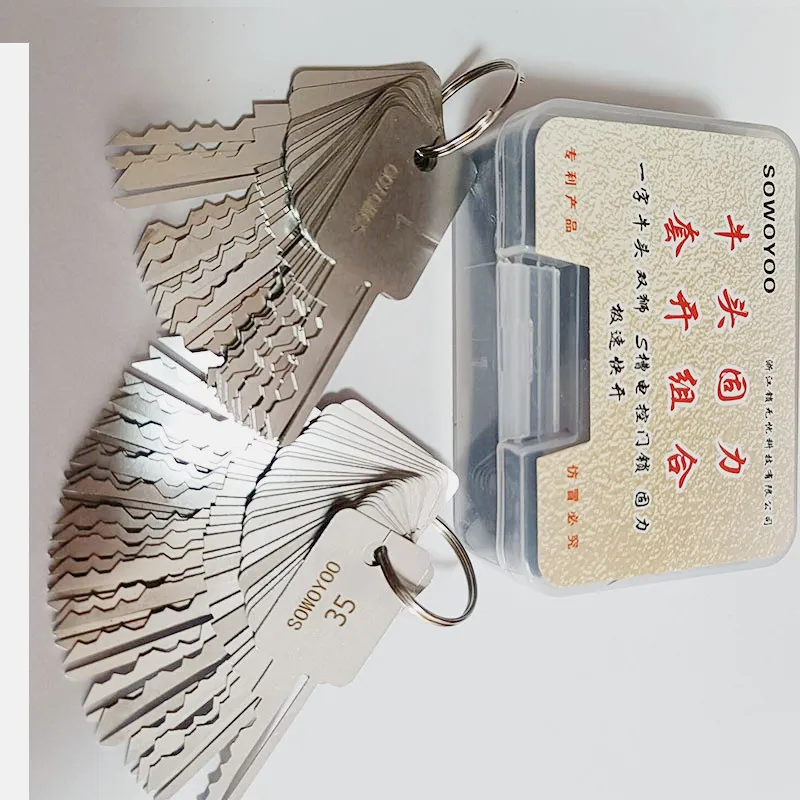 SOWOYOO 48 pièces outil d'ouverture de serrure à clé un mot tête de taureau fente en S porte de commande électrique Shuang Shi Gu Li outils de serrurier choix de verrouillage