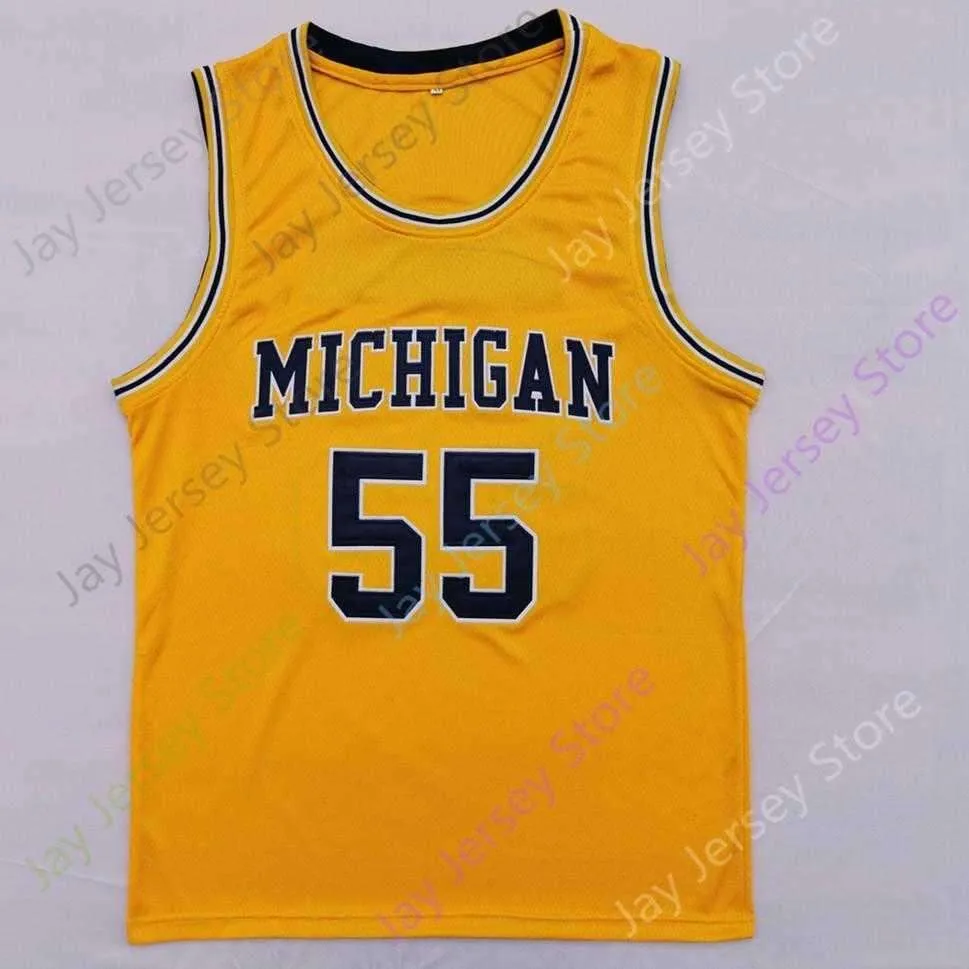 2020 New NCAA Michigan Wolverines Jerseys 55 Eli Brooks College Basketball Jersey Yellow Size Youth Adult