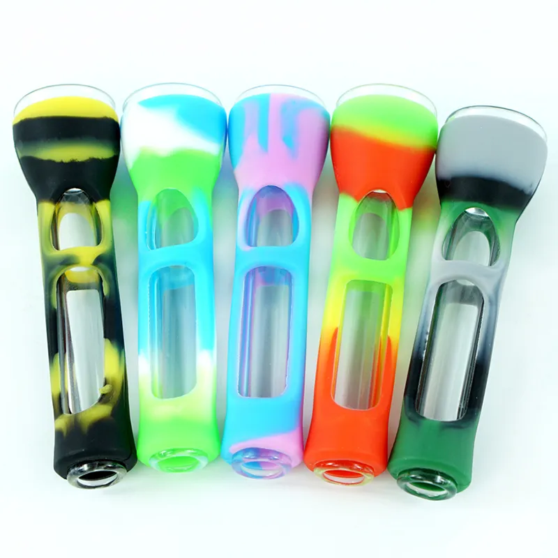 Pipes à fumer pipes à main en verre silicone dab rig narguilés fumée accessoires bongs tabac