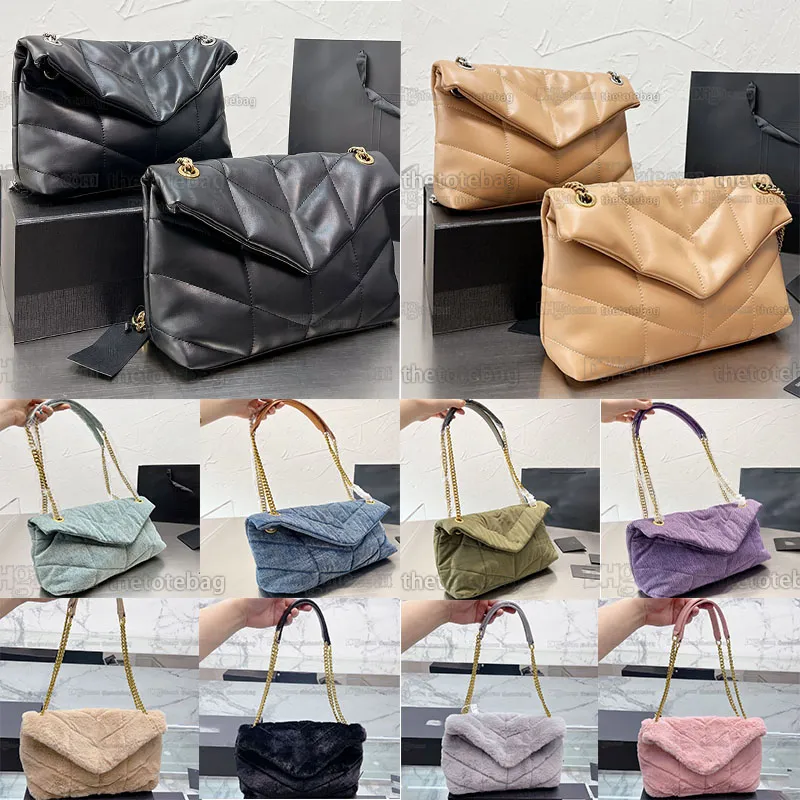 loulou Kirpi Orta Zincir Çanta Kot Ve Süet Pürüzsüz Deri Zincir Flap Büyük Omuz Crossbody Çanta Kadın Küçük Lüks Tasarımcı Moda Siyah Matelaz Çanta