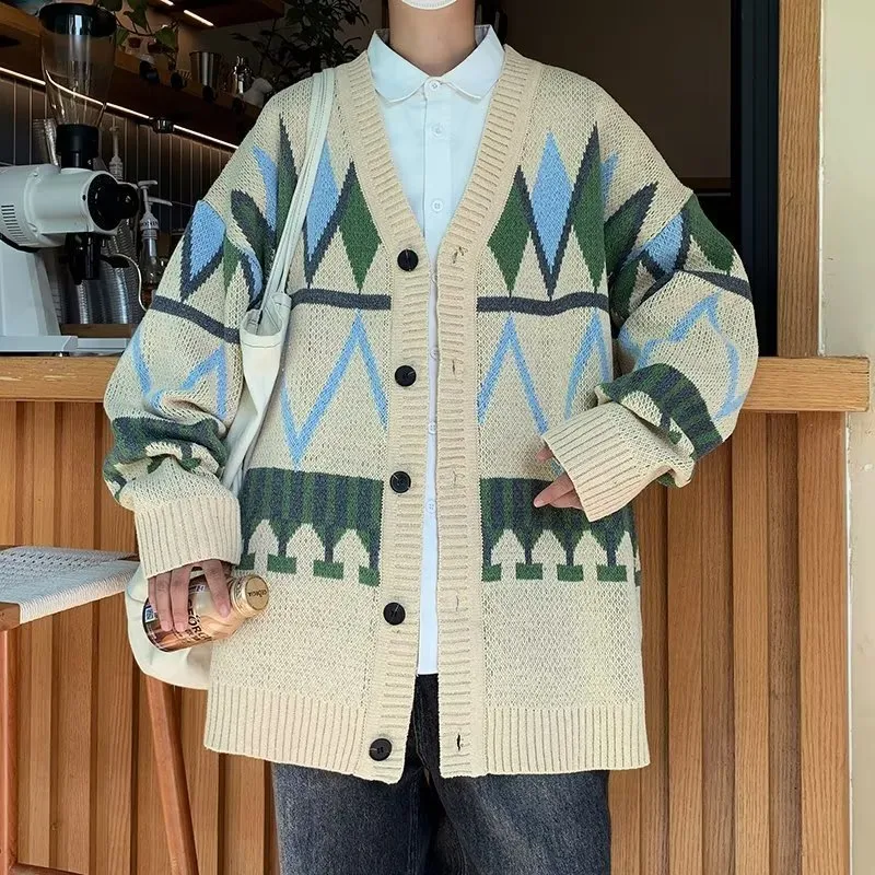 Men's Sweaters Brand Fashion V Neck Knitted Men Cardigan Korean Casual Coats Jacket Japanese Trendy Oversized Loose Mens Cloth 220927