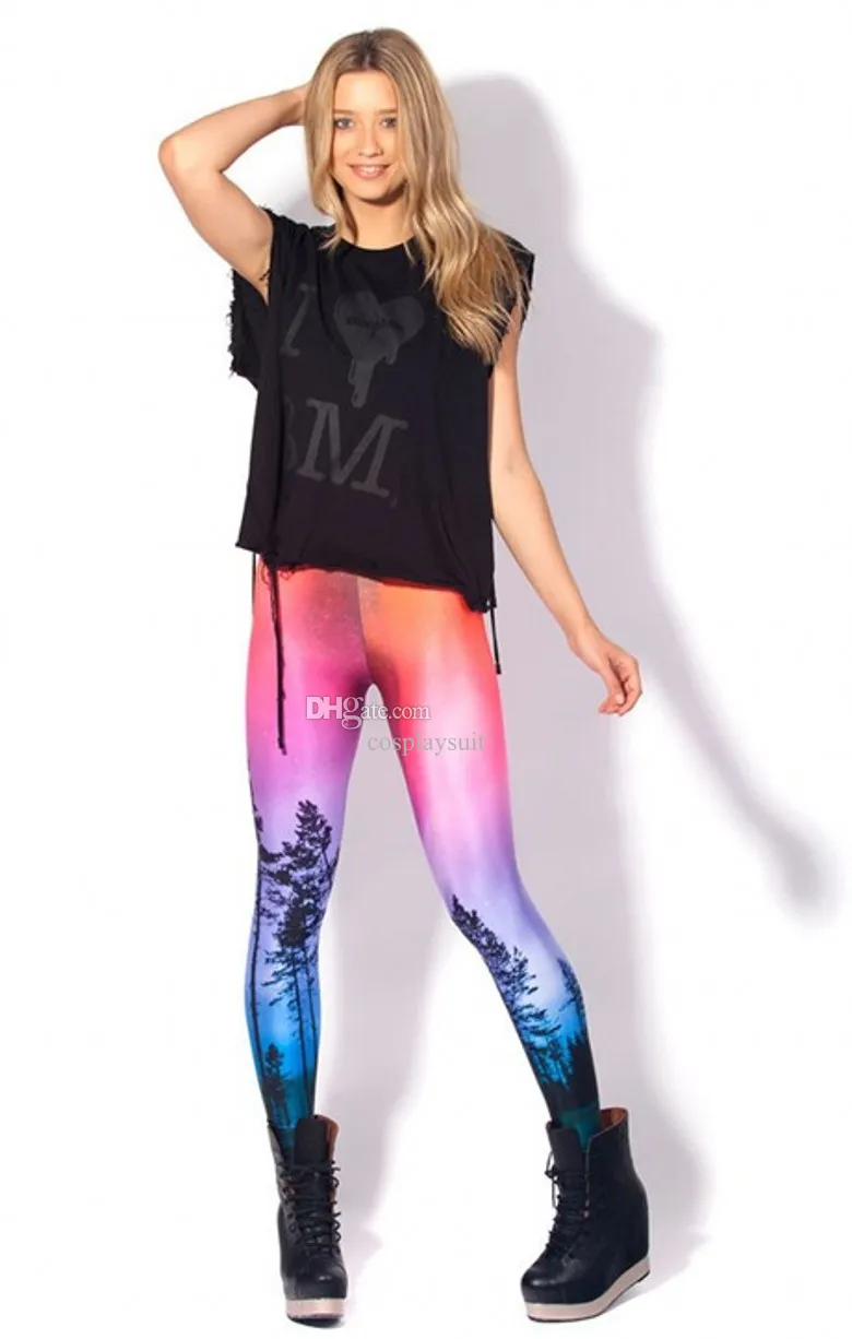 life Tree women's Leggings Pants Elastic 3D Print Magic color Sexy Slim  Stretch Graffiti Leggings