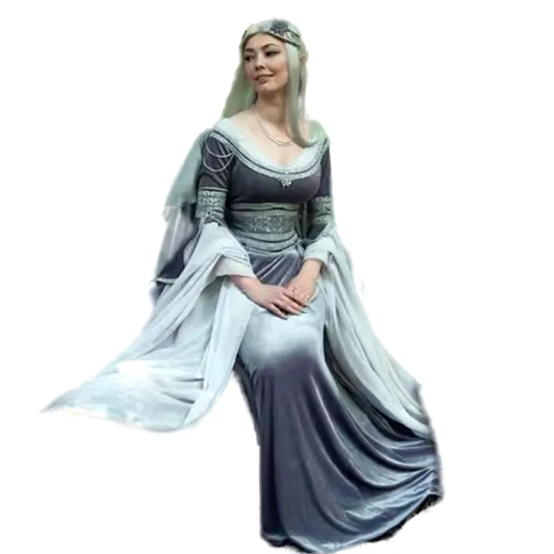 Costume Vestito Dama Regina Medievale on Maniche a Tromba Vestito Lungo
