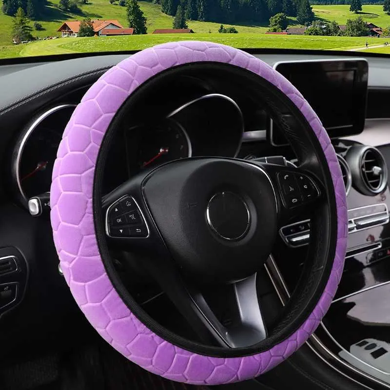 Nouveau doux chaud en peluche couvre voiture volant couverture perle velours Auto décoration hiver chaud universel voiture-style