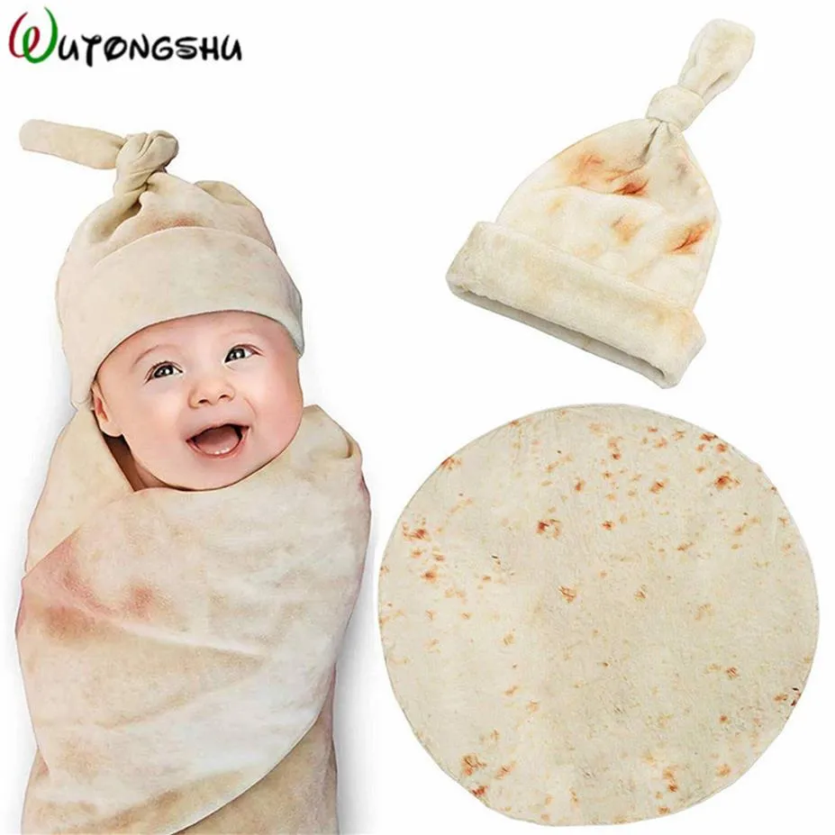 Burrito Baby Blanket Swaddle Flour Tortilla Swaddle Blanket Sleeping Wrap With Hat202b