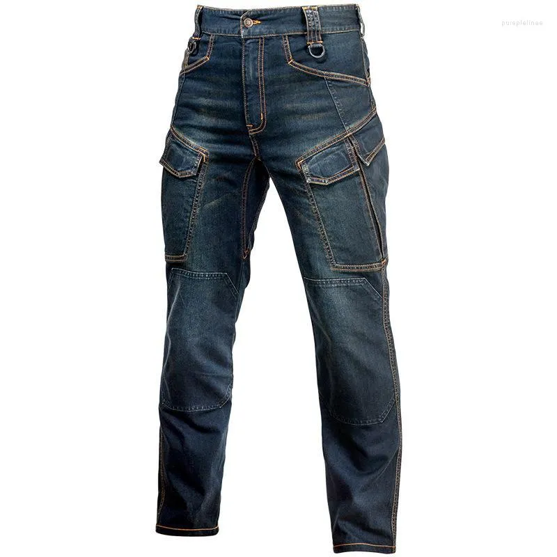 M￤ns jeans m￤n h￶sten m￤n byxor milit￤r taktisk manlig flera fickor last pant casual rak dimembyxor plus storlek