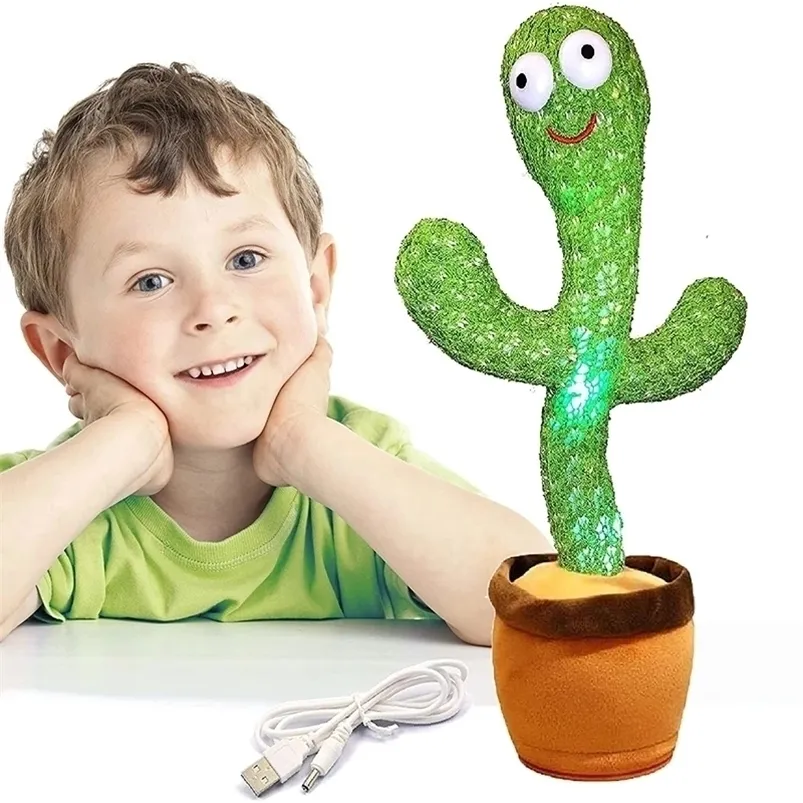 Christmas Toy Supplies Dancing Cactus 120 Song Speaker Talking Usb Battery Voice Repeat Plush Cactu Dancer Talk Plushie Stuffed s For Kids Gift 220924