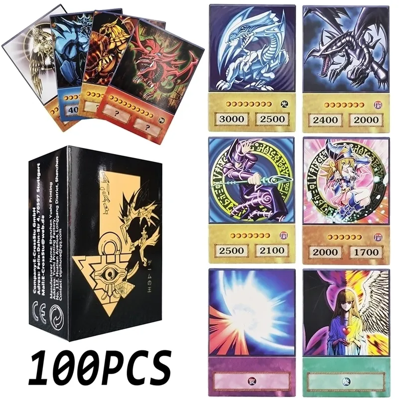 Kart Oyunları 100 adet Yu-Gi-Oh Anime Style s Blue Eyes Dark Magician Exodia Dikilitaş Slifer Ra Yugioh DM Klasik Proxy DIY Çocuklar Hediye 220.924