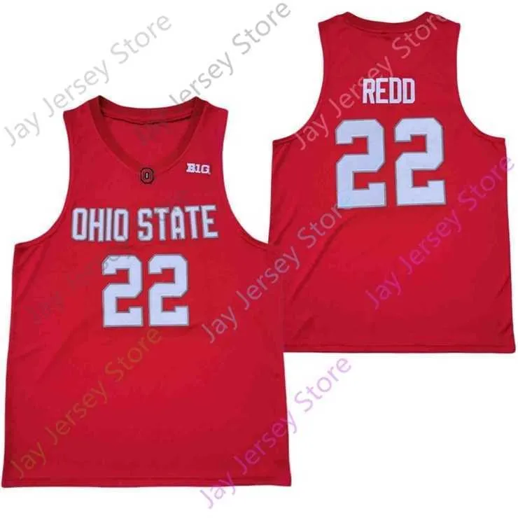 Mitch 2020 Новый NCAA штат Огайо Штат Баккеей Джерси 22 Redo College Basketball Jersey Red Size Молодежная вышивка для взрослых