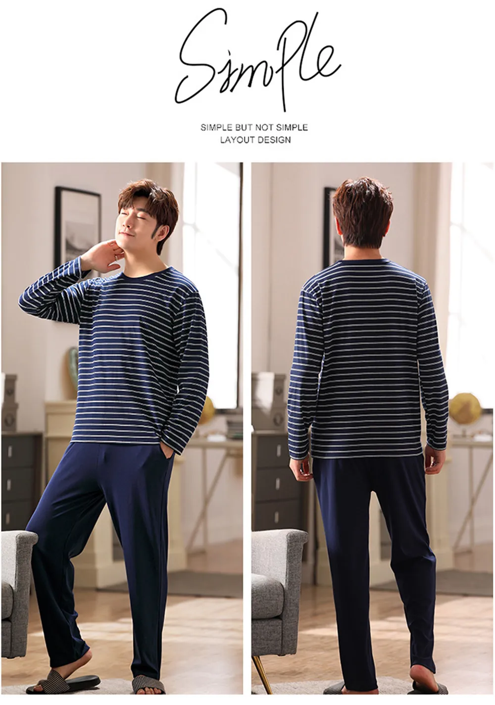 Autumn Winter Men's Cotton Print pyjama set - Casual