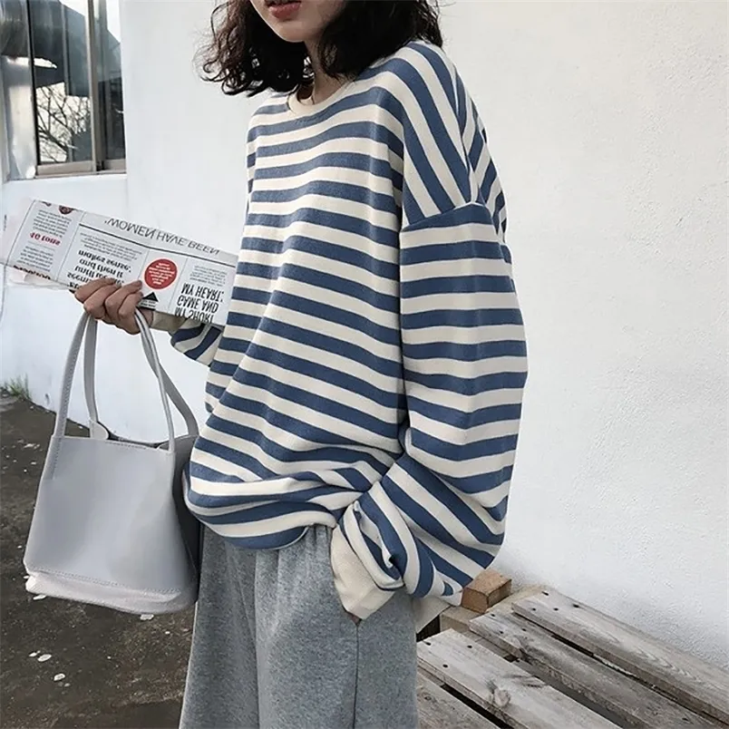 Women's Hoodies Sweatshirts Hoodies Women Harajuku Gothic stripe cotton Hoodie Clothes Autumn long sleeve loose Kawaii Korean thin Sweatshirt kpop Tops 220926