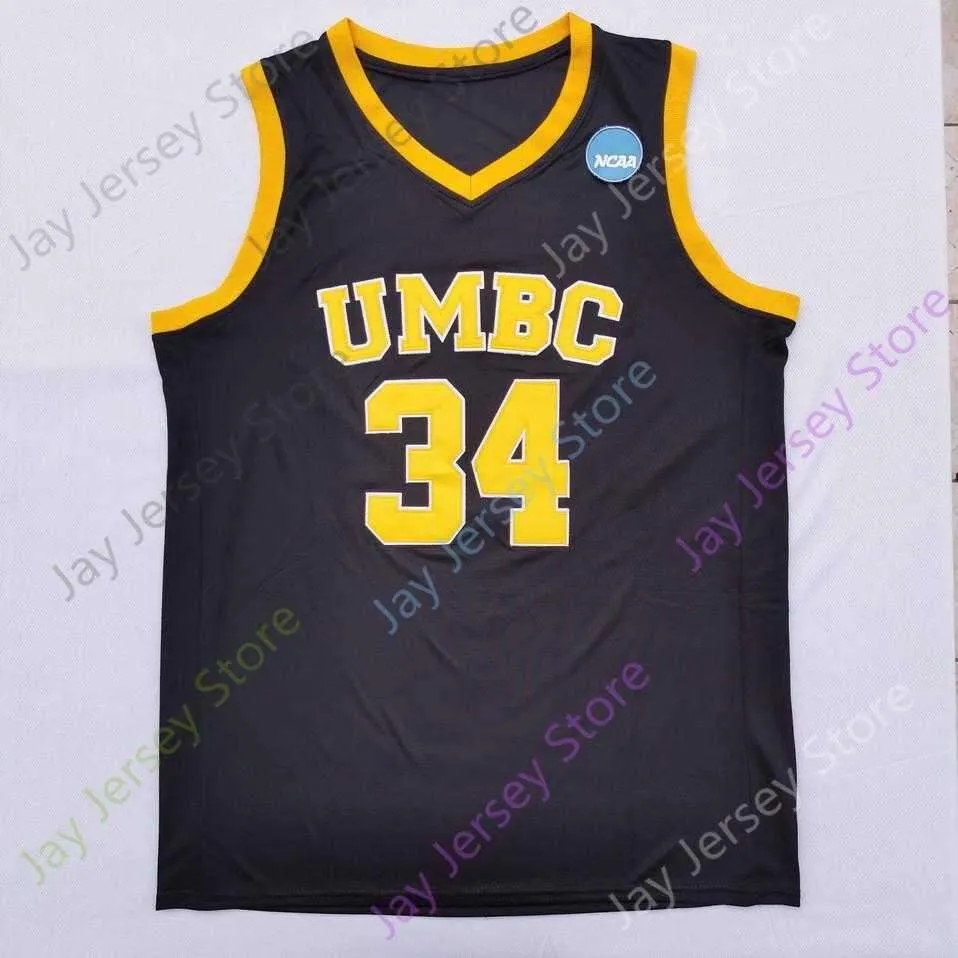 2020 New NCAA UMBC Retrievers Jerseys 34 Wasco College Basketball Jersey Black Size Youth Adult All Stitched Embroidery