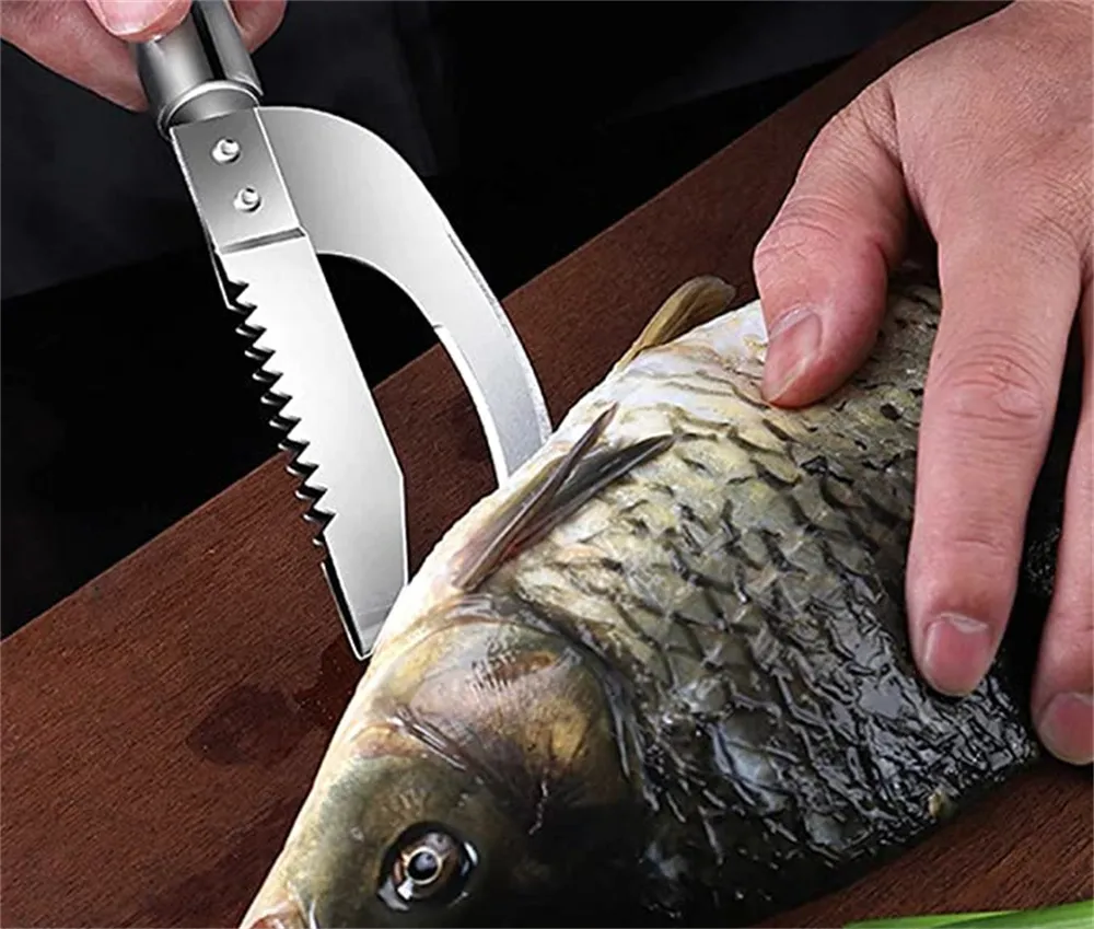 Groothandel Fish Scaler met Maw Knife Stainless Steel scalers Remover fish servers 3 in 1 Cleaning Tools for Kitchen