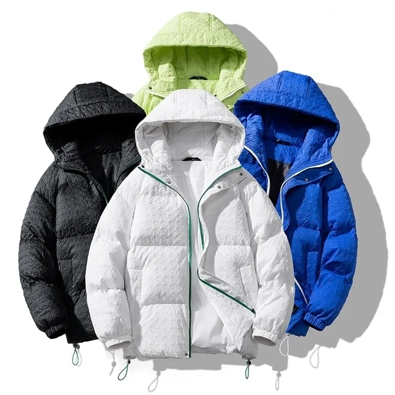 Manteau Parkas pour hommes pour hommes pour l'hiver Plaid Zip chaud épaissir manteau Streetwear rétro chaud à capuche manteau à bulles décontracté Klein bleu doudoune 220927