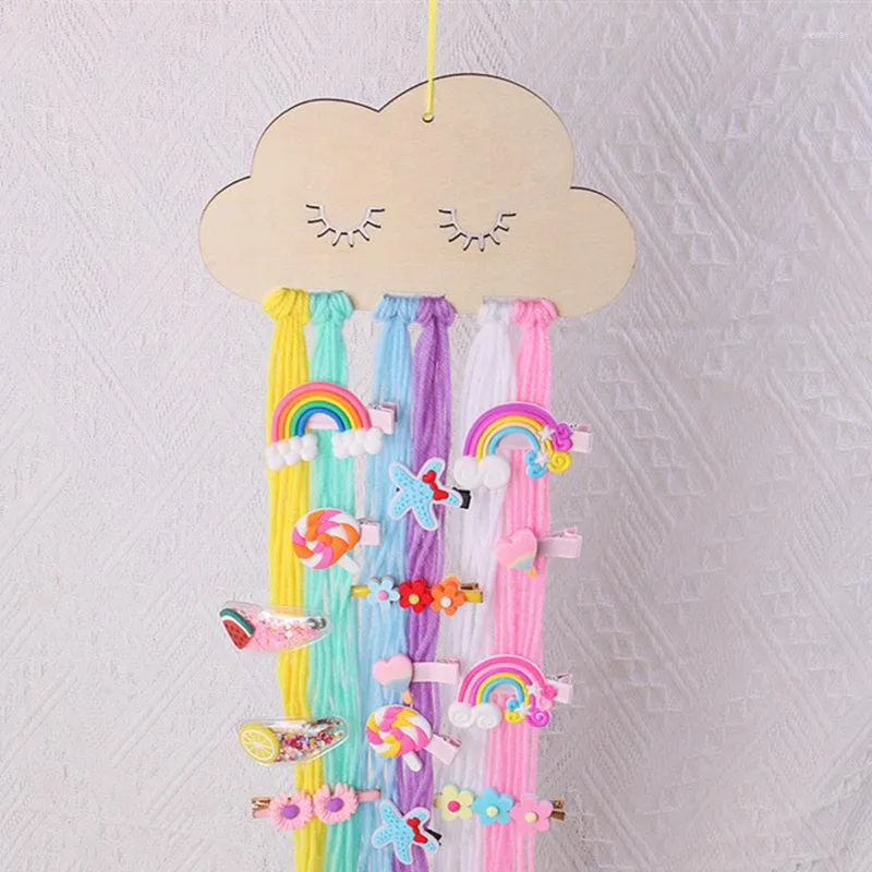 Decorative Figurines INS Nordic Wooden Cloud Baby Hair Clips Holder Jewelry Organizer Princess Girls Hairpins Headband Storage Pendant Wall