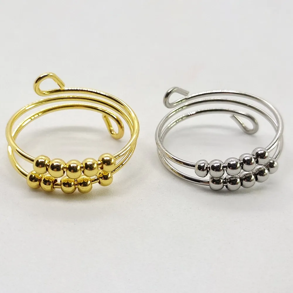 Anelli di ansia regolabili Spinner in acciaio inossidabile Fidget Band Ring per uomo Donna Fashion Design Antistress Decompressione Ruota Spirale Perline Gioielli da dito