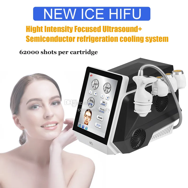 2 I 1Cryo HIFU Slimming Skin Drawing Machine H￶gintensitet Fokuserad ultraljudsteknik rynka borttagningsenhet f￶r ansikts kroppsspa anv￤ndning