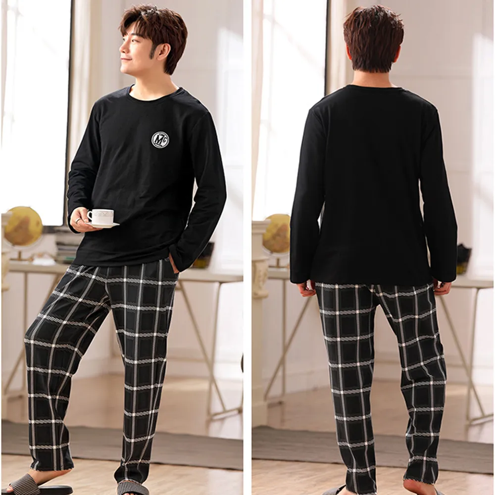 再入荷のおすすめ最新情報 Men's Winter Autumn Cotton Casual - set pyjama Print Clothing