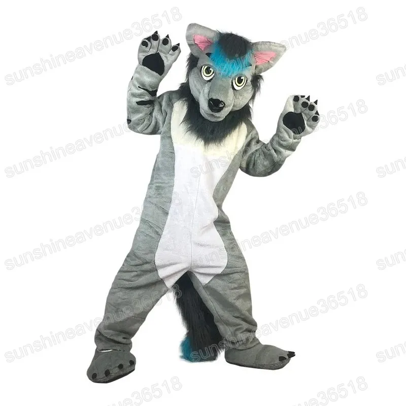 Halloween gris renard Husky chien mascotte Costume thème Animal personnage carnaval taille adulte Fursuit robe de fête d'anniversaire de noël