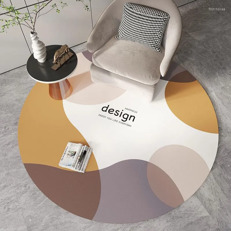 Carpets PVC Leather Circular Living Room Rugs Decoration Home Bedroom Besides Round Carpet Large Area Floor Mats Children Chair Rug