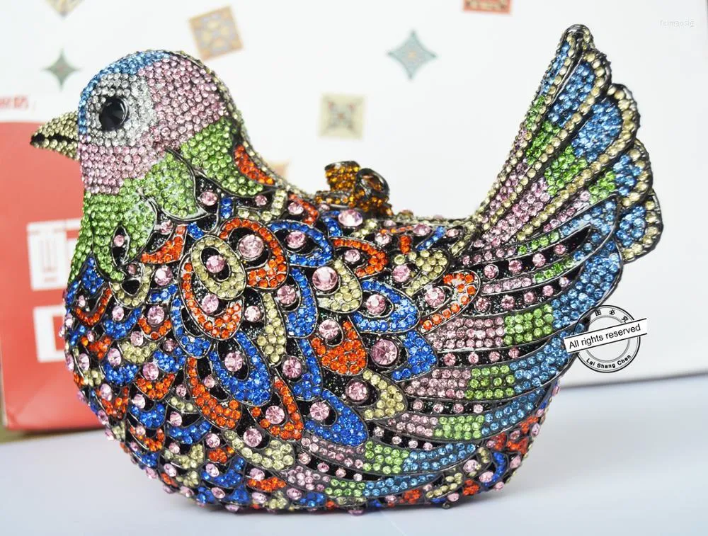 Torebki wieczorowe Luksusowe rzemieślnicze diamentowe kryształowe torby Rhinestone Animal Bird Clutch For Party Lady Bling Torebka ślubna