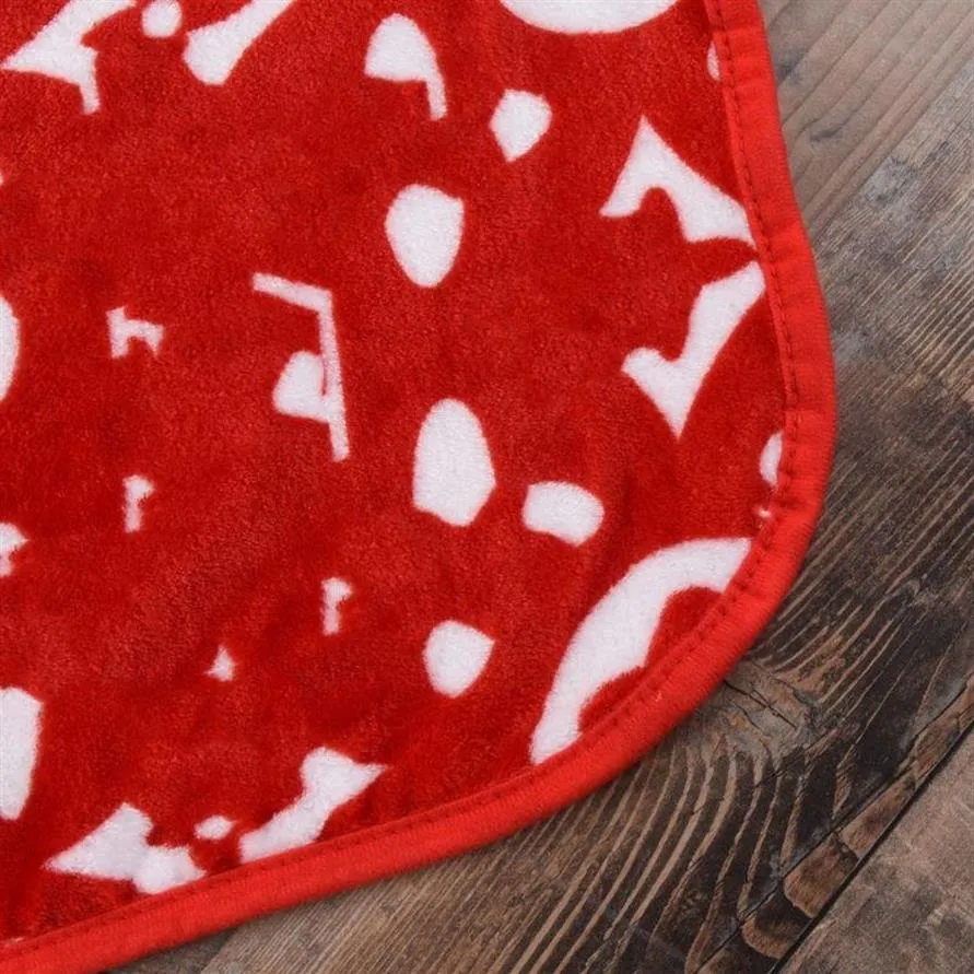 Popular Red White Printing 150x200cm Coral pile Blanket Fleece Throws Sofa Bed Plane Travel Plaids Towel Blanket191V