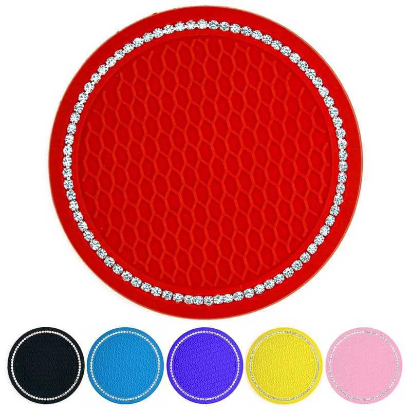 Nuevo automóvil Universal Diamond Honey Coster Water Coaster Creative Lindo Mat de almacenamiento CAR Anti-Skid Pad Interior acolchado