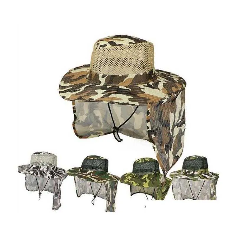 boonie hats outdoor camouflage caps sport leaf jungle military cap fishing hats sun screen gauze cap cowboy packable army bucket hat