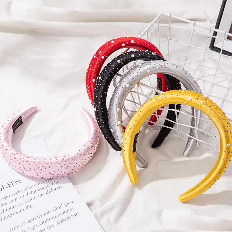 Headbands Fabric Wide Edge Women Headband Inlay Crystal Rhinestone Lady Fashion Hair Hoop Sponge Accessories Drop Delivery 2021 Jewelr Dh0Li