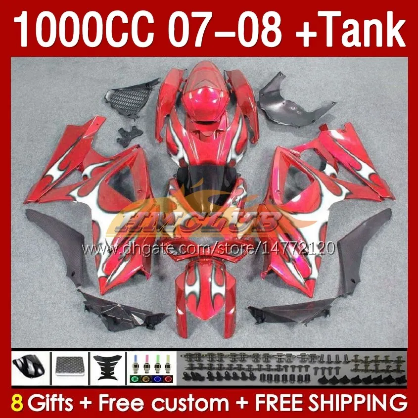 Fairings & Tank For SUZUKI GSXR 1000 CC K7 GSXR-1000 GSXR1000 07 08 Bodys 158No.59 1000CC GSX R1000 2007 2008 Bodywork GSX-R1000 2007-2008 Full Fairing Kit silvery flames