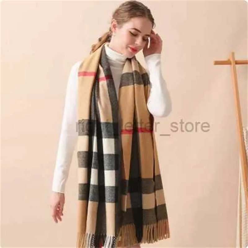 Halsdukar Autumn Winter New Fashion Women's Cashmere Scarf Printed Scarf Soft Touch Warm Plaid Multifunktionellt sjal G220926