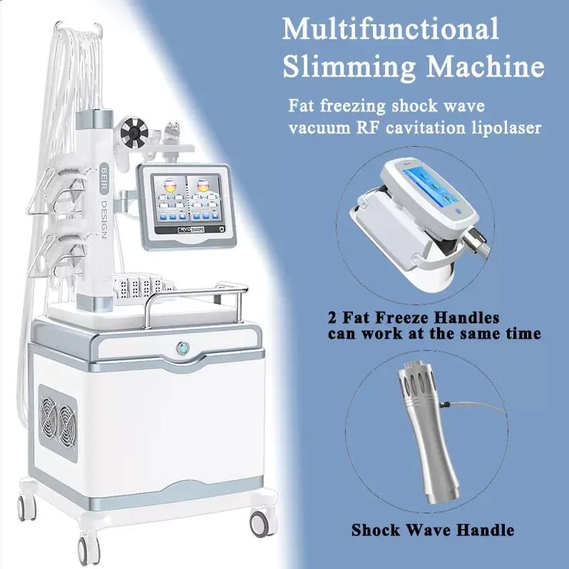 Multifunzionale Cryolipolisis corpo dimagrante congelamento del grasso Terapia della pressione dell'aria ShockWave cavitazione rf rassodamento della pelle sollievo dal dolore onda d'urto attrezzatura di bellezza