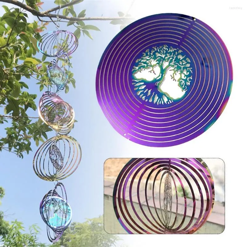 Decorative Figurines Wind Spinner Stainless Steel 3D Rotating Chime For Home Decor Aesthetic Garden Hanging Decoration Outdoor Windchimes