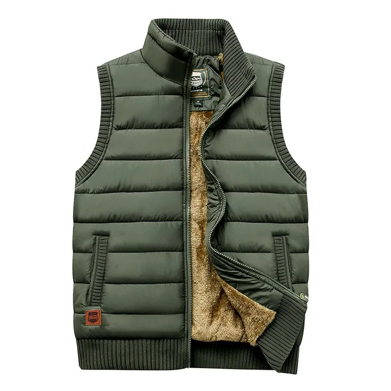 Men s Vests Mens Autumn and Winter Arrived Casual Male Plus Velvet Stand up Collar Large Size Warm 220926