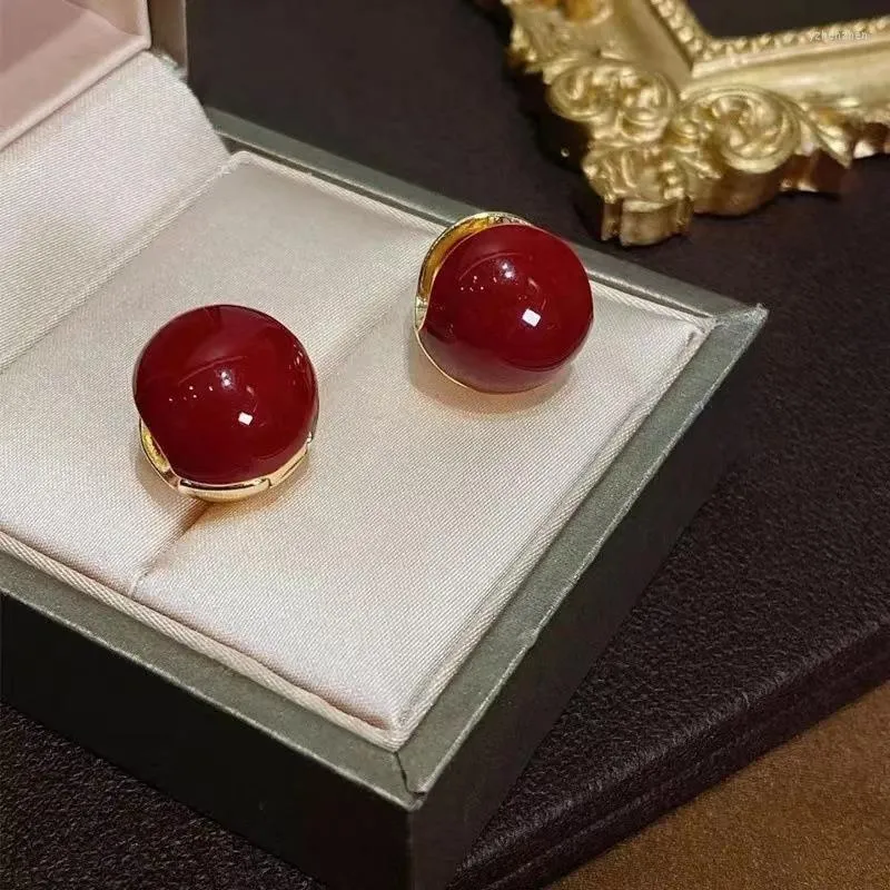 Stud -oorbellen Koreaanse rode bonencirkel voor vrouwen dame persoonlijkheid trendy klassieke eenvoudige pendientes banket sieraden groothandel