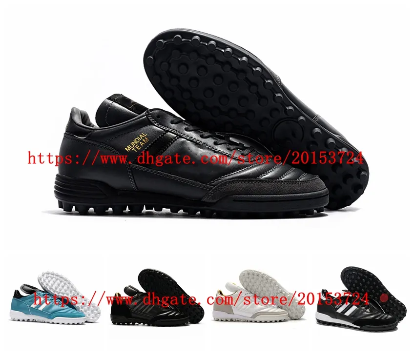 Chaussures de football pour hommes Mundial Team Astro TF Crampons Turf Football Boots Noir Blanc Classique Scarpe Da Calcio