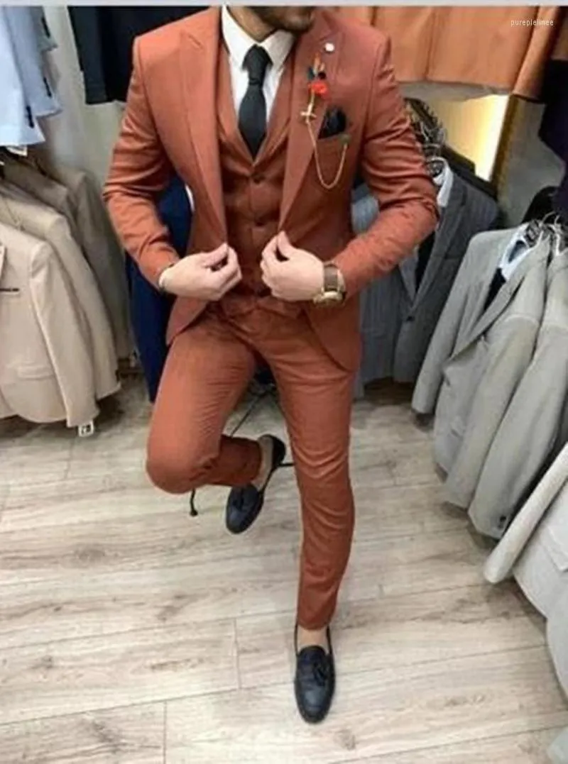 Men's Suits Men's & Blazers Orange Latest Designs Wedding White Men For Business Street Smart Casual Slim Fit Terno Tailor Made Costume