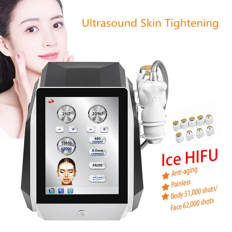 Ny skönhetsutrustning 5D Ice HIFU Ultraljudskropp bantning Anti-aging Skin åtdragning Fokuserad hi-fu cryo och patron rynka borttagning Skinvårdshälsa