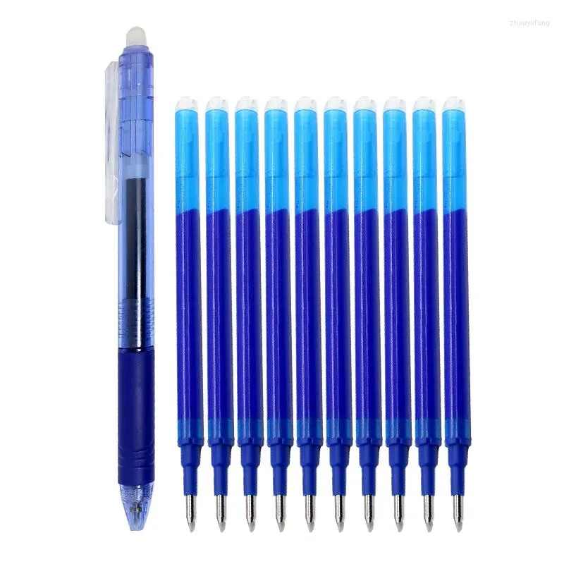11PCS/lot 0.5mm Erasable Ballpoint Pen Set Blue/Black/Green/Red Ink Magic Refill For School Office Student Writing Tool