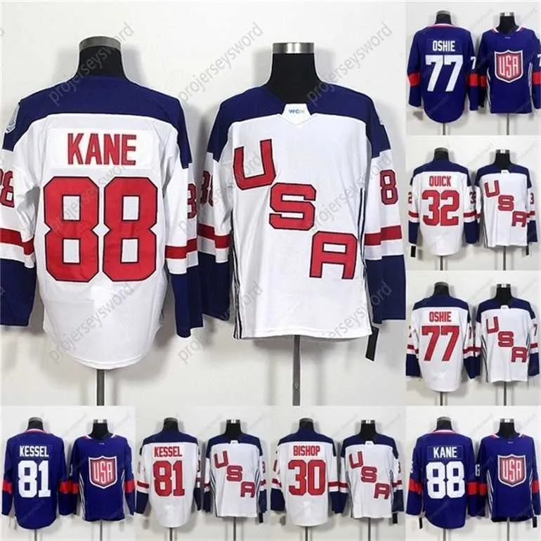 Gla Mit 2016 World Cup Blank Team USA Hockey Jerseys 32 Jonathan Quick 67 Max Pacioretty 77 TJ Oshie 81 Phil Kessel 88 Patrick Kane Hockey Jersey