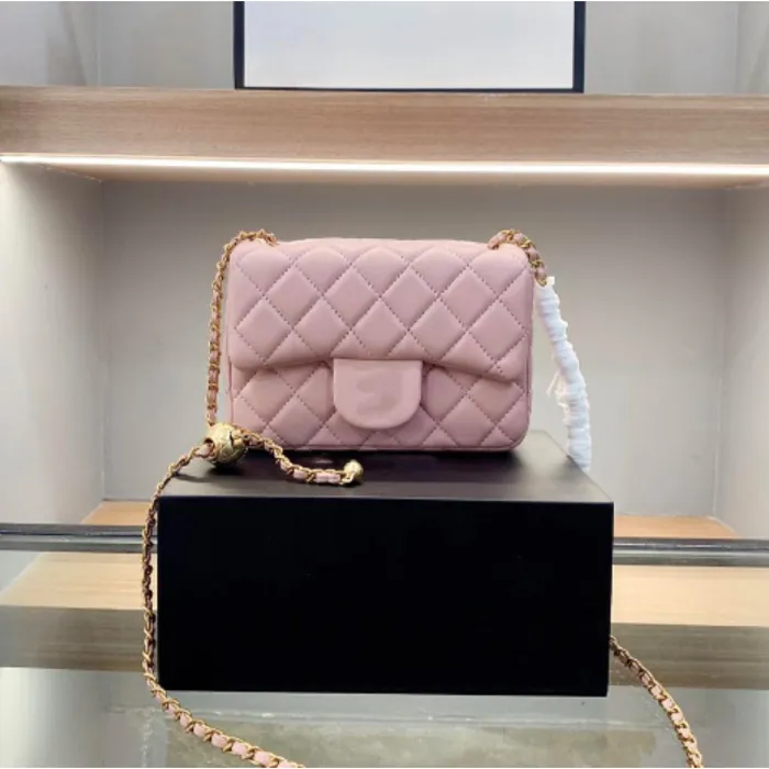 Designer saco personalizado marca de luxo bolsa couro ouro ou prata corrente ombro inclinado preto rosa e branco 013