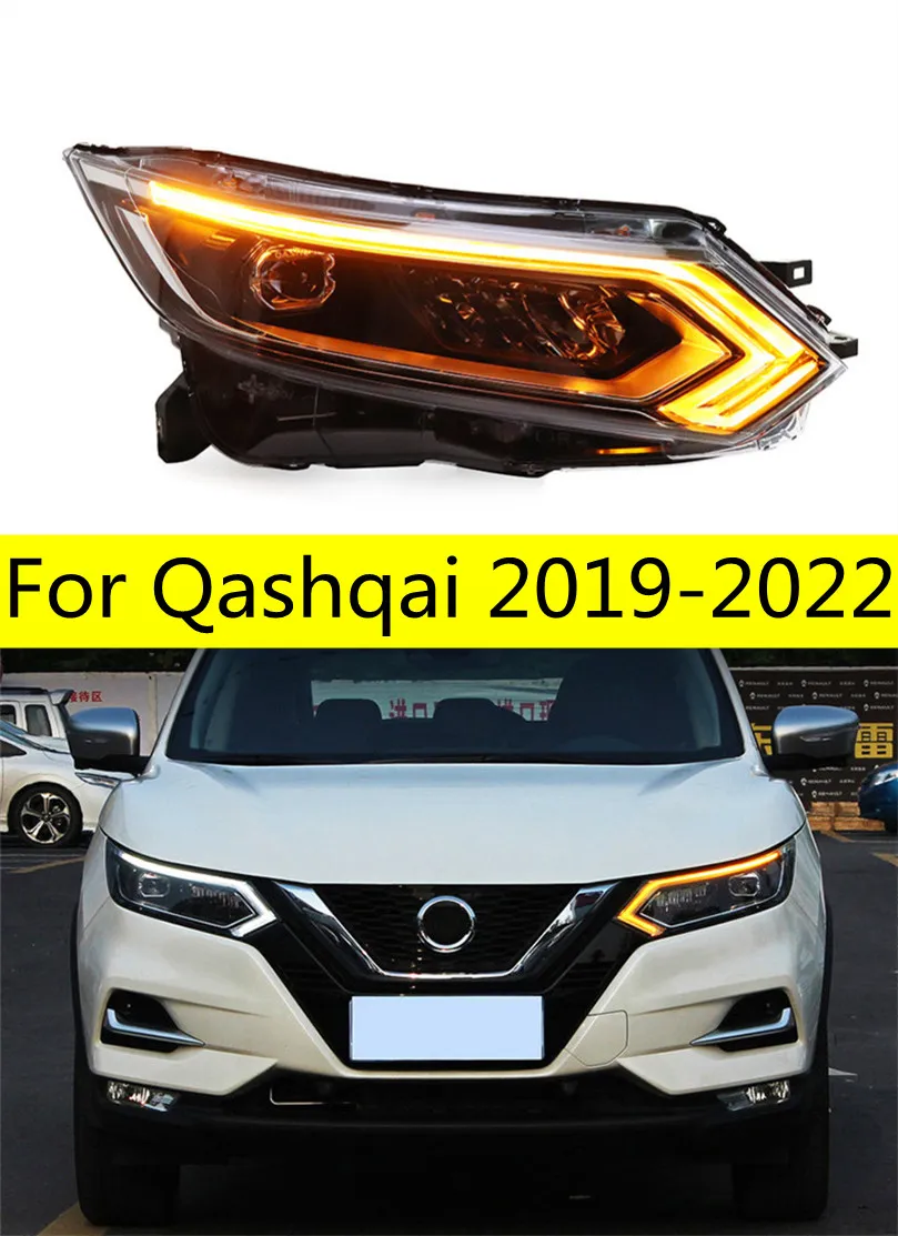 Auto-strålkastare för Qashqai 20 19-2022 LED Frontlight High Beam Daym Dayming Lights Turn Signal Accessories