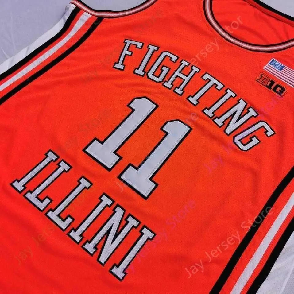 2021 New Illinois Fighting Illini 11 Ayo Dosunmu Jersey NCAA Collge Basketball Jerseys Orange Navy Men Size S-3XL